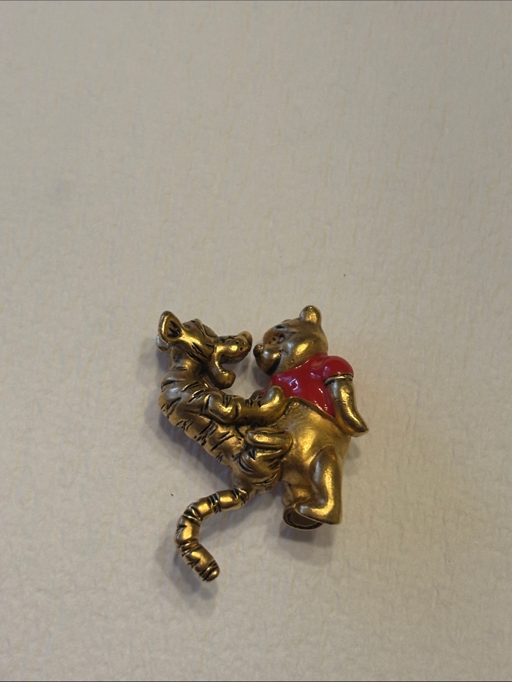 Vintage Disney Gold Tone Winnie the Pooh with Red Enamel Shirt & Tigger Pin